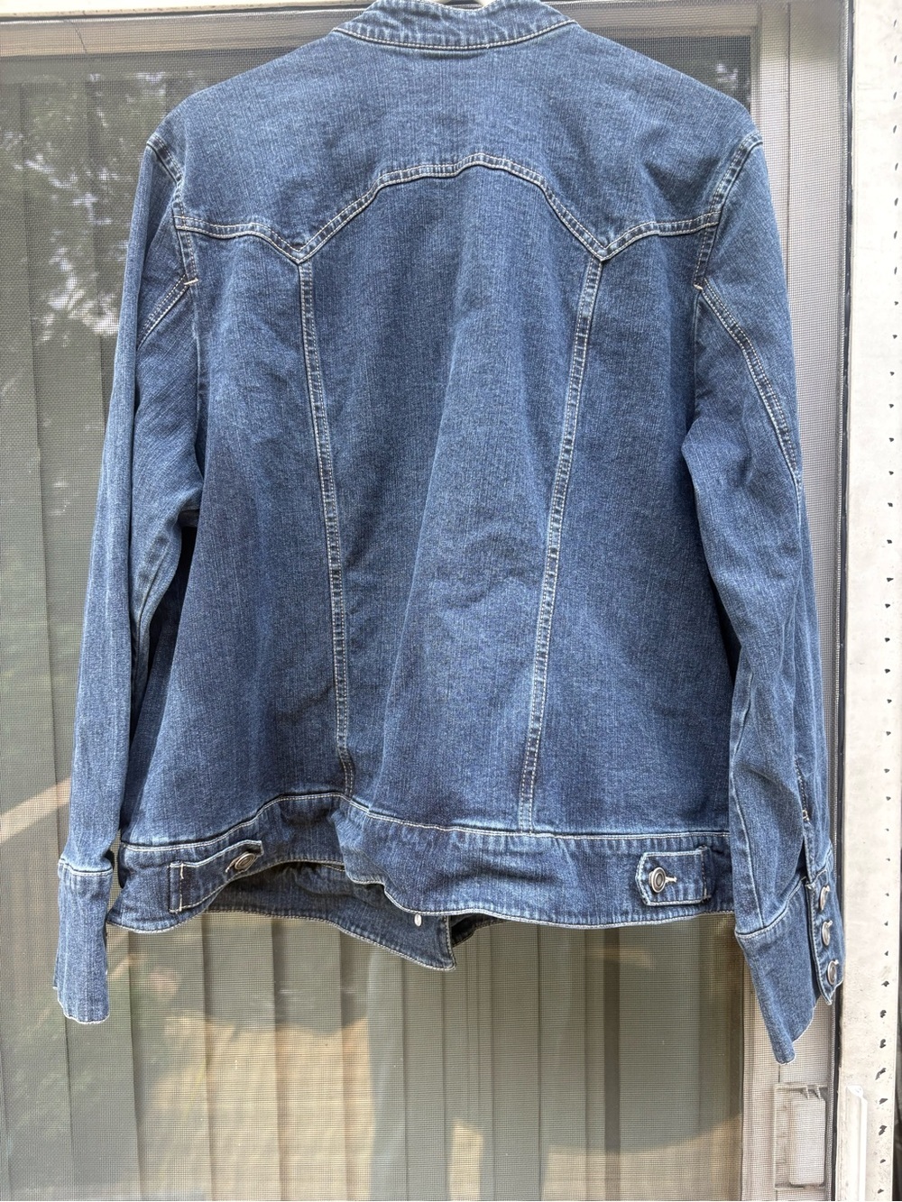 Style & Co Woman Denim Jacket Size 20W Blue Stretch Jean Jacket Mandarin Collar - Picture 6 of 7